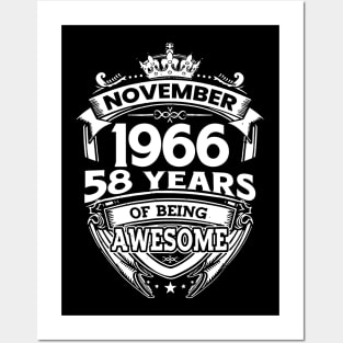 November 1966 58 Years Of Being Awesome 58th Birthday Posters and Art